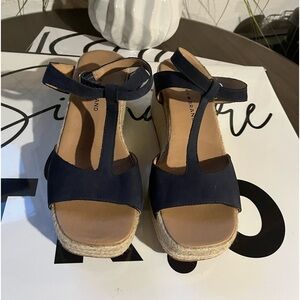 Lucky Brand Valki Platform Wedge Espadrille Sandal Size 10 Navy NEW $40